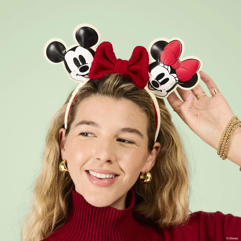 Alternative view of Mickey & Minnie Holiday Knit Bow Ear Headband