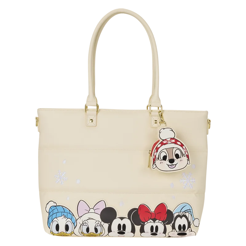 Mickey & Friends Holiday Snow Tote Crossbody Bag with Coin Bag