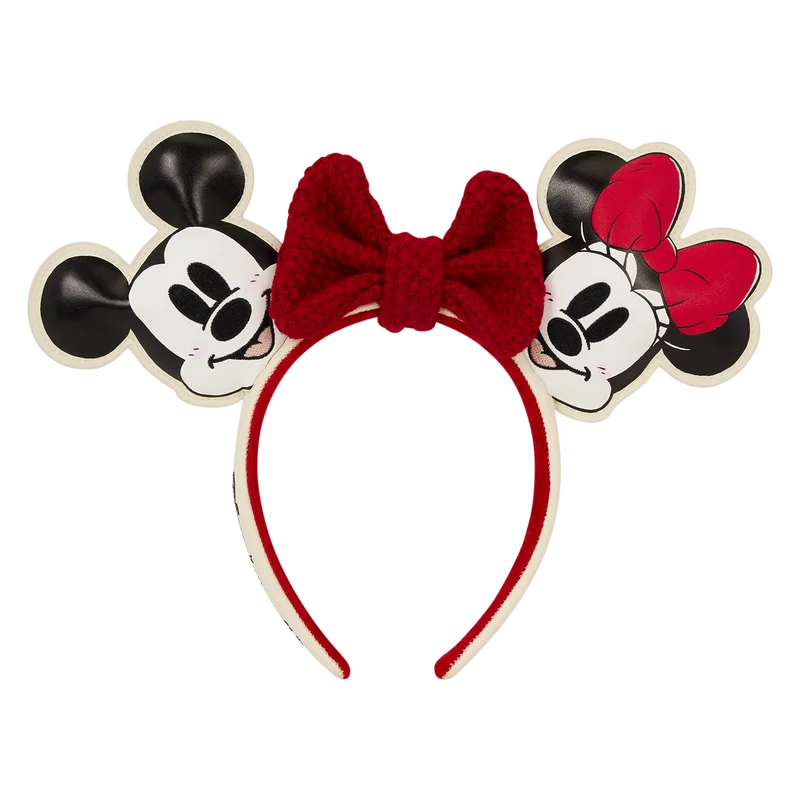 Mickey & Minnie Holiday Knit Bow Ear Headband